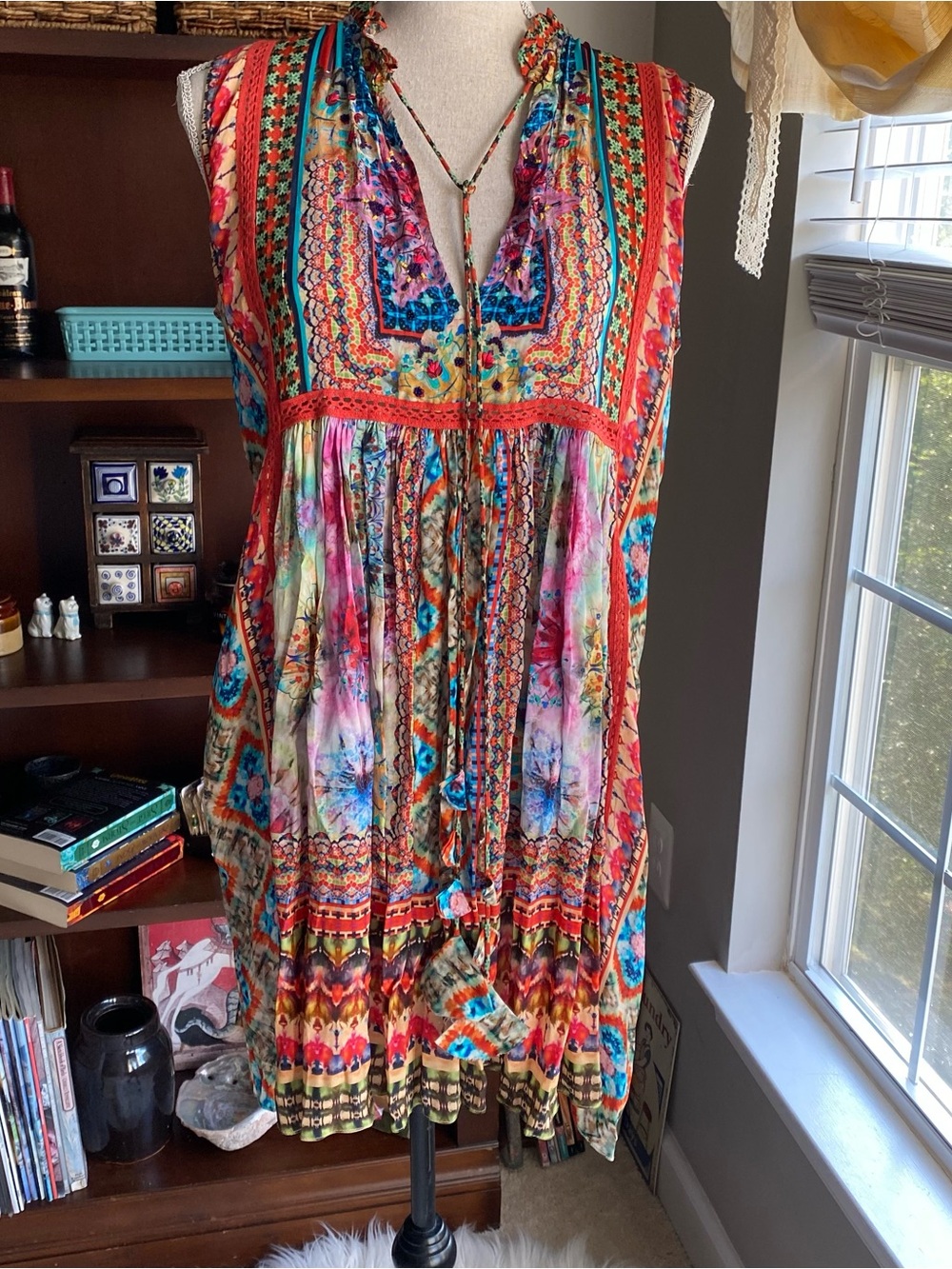 Bhanuni by Jyoti Bohemian Sleeveless Blouse Tunic Womans Size Medium EUC
